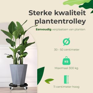 Chariot à plantes - Jusqu'à 300 kg - Roues pivotantes à 360 degrés - Ø 30-50 cm
